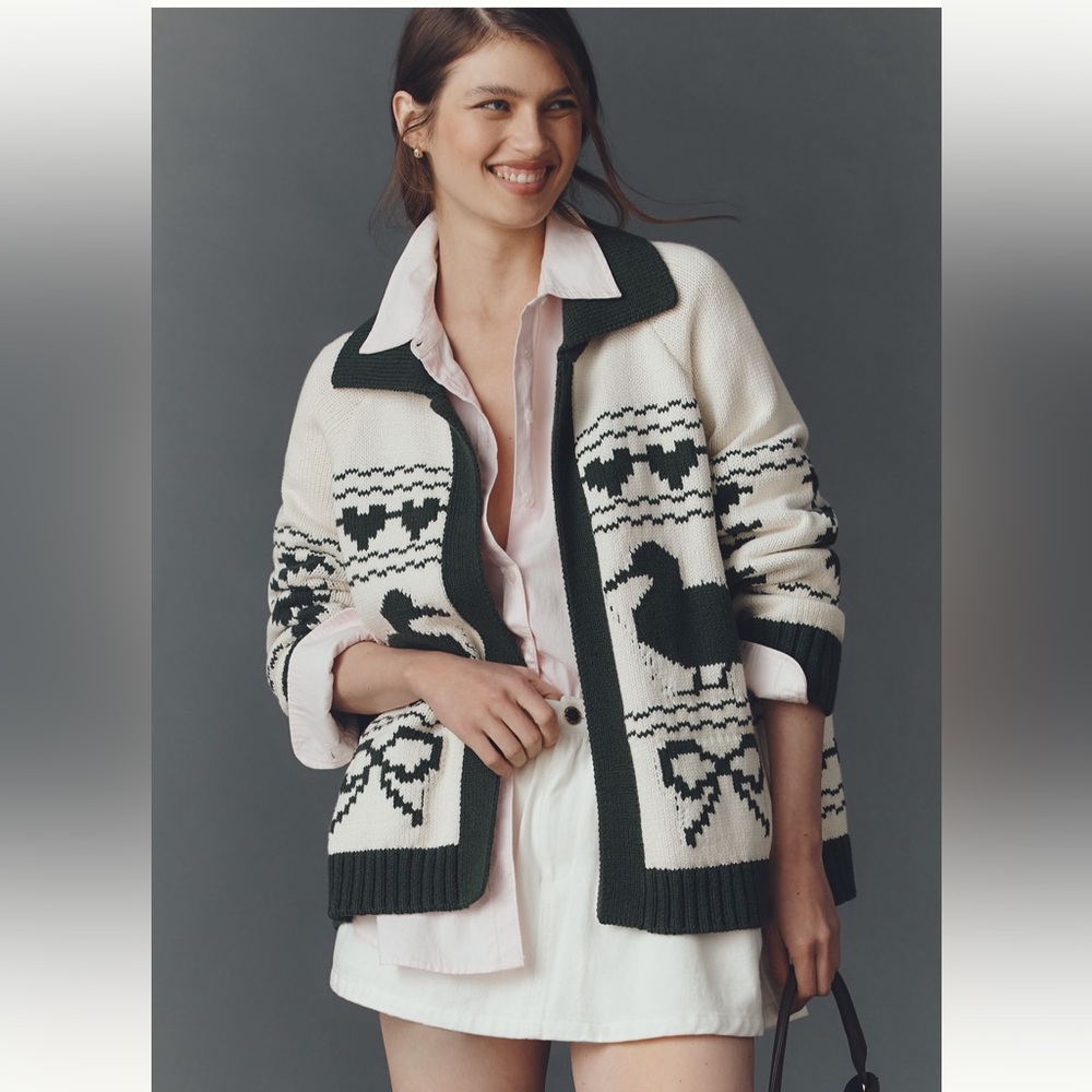 NWT Bel Kazan Knitted Duck Icon Cardigan